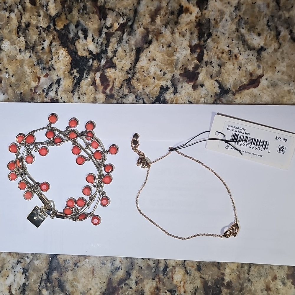 Coach & Anne Klein - Set Of Two Gold and Red Beaded Bracelets